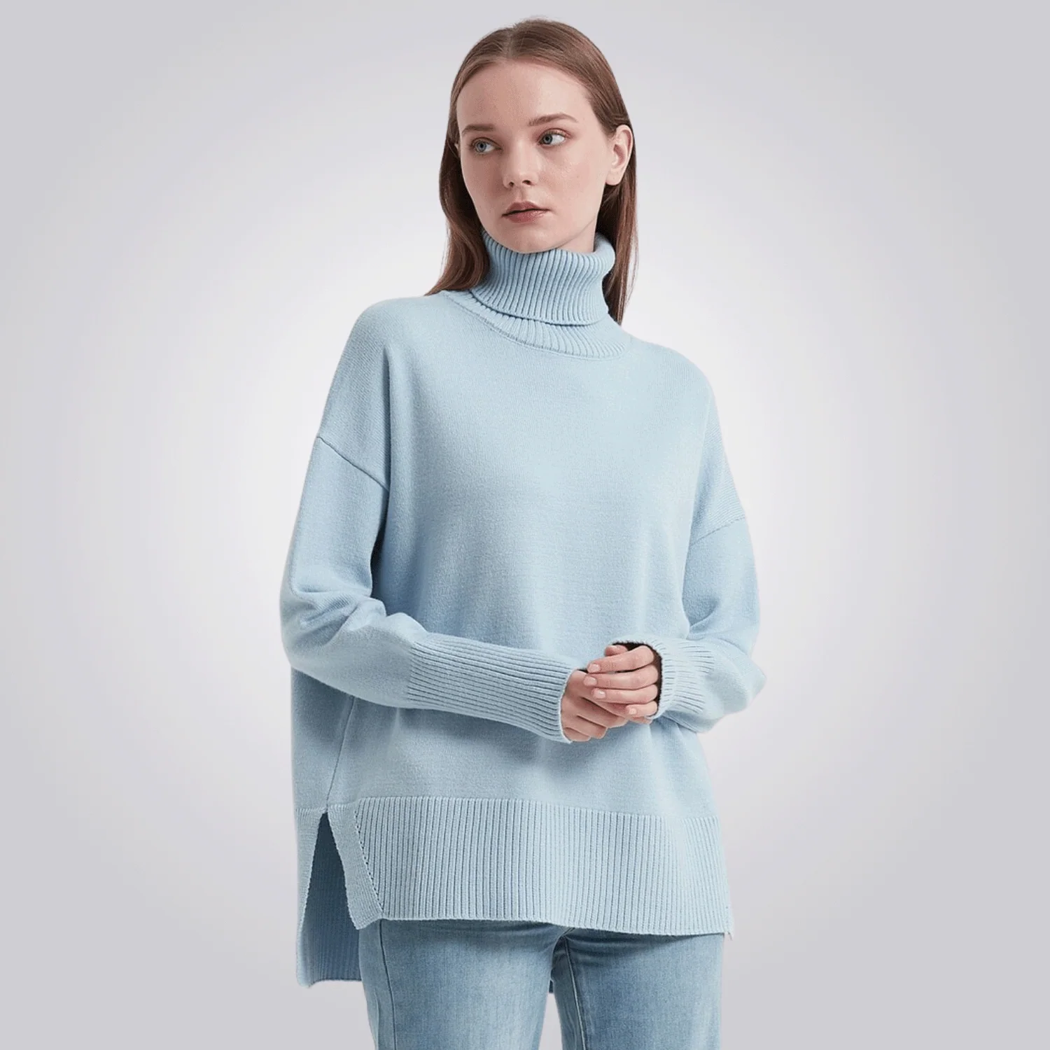 CAMISETA CORDILHEIRA GOLA ALTA FEMININA AZUL - Image 3