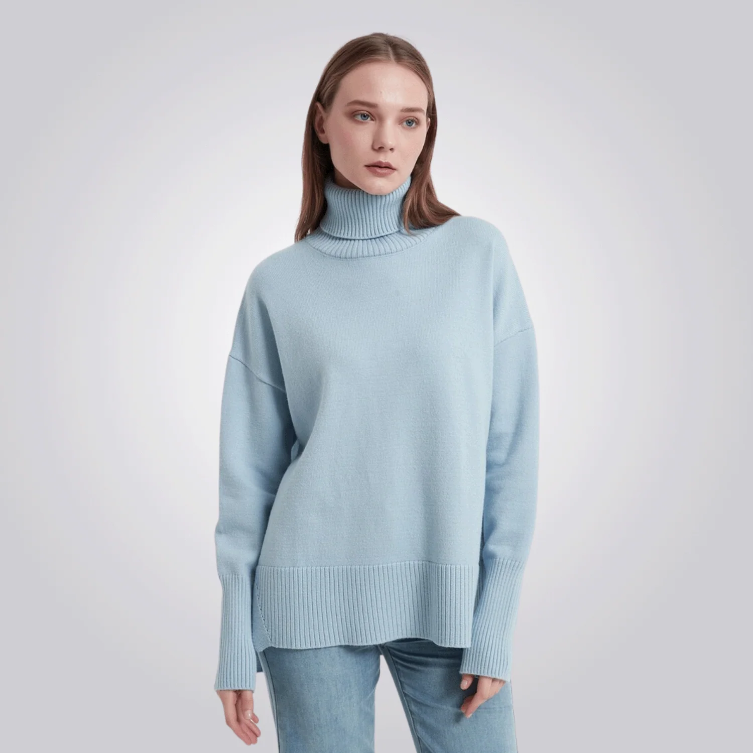 CAMISETA CORDILHEIRA GOLA ALTA FEMININA AZUL - Image 4