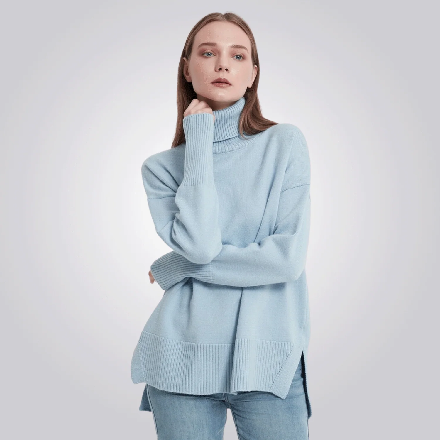 CAMISETA CORDILHEIRA GOLA ALTA FEMININA AZUL - Image 5